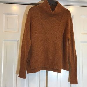 Zara Brown Oversized Turtleneck Sweater Sz L Soft Preppy Academia Casual Upscale